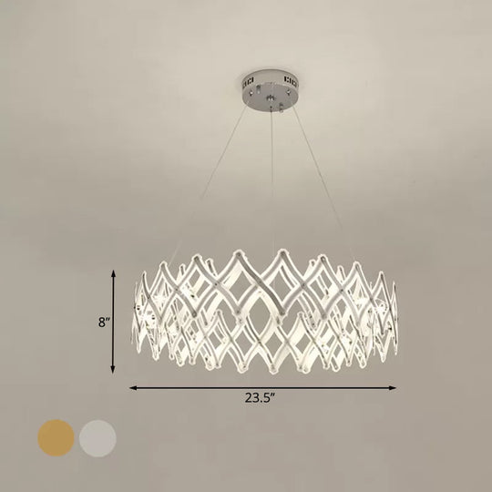 Contemporary Acrylic LED Chandelier - 31.5"/23.5" W Grid, Chrome/Gold, Warm/White Light