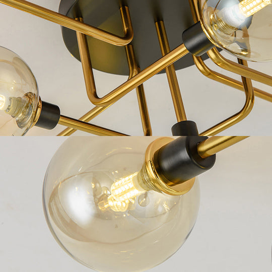 Modern Multi-Head Ceiling Lamp with Glass Metal Sphere Shade for Hotels