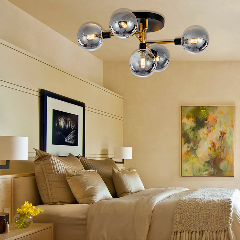 Modern Multi-Head Ceiling Lamp with Glass Metal Sphere Shade for Hotels