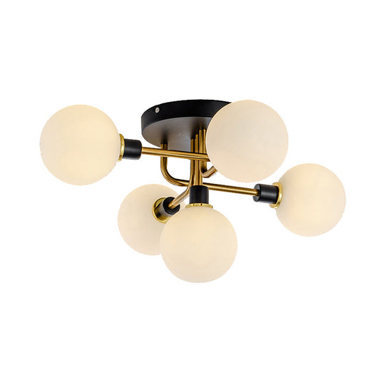 Modern Multi-Head Ceiling Lamp with Glass Metal Sphere Shade for Hotels