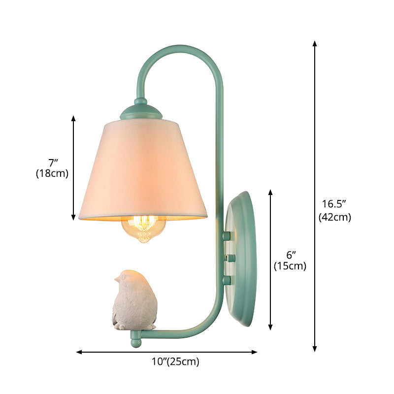 Pigeon Deco Tapered Wall Sconce With Modern Metal Shade Single Head Light