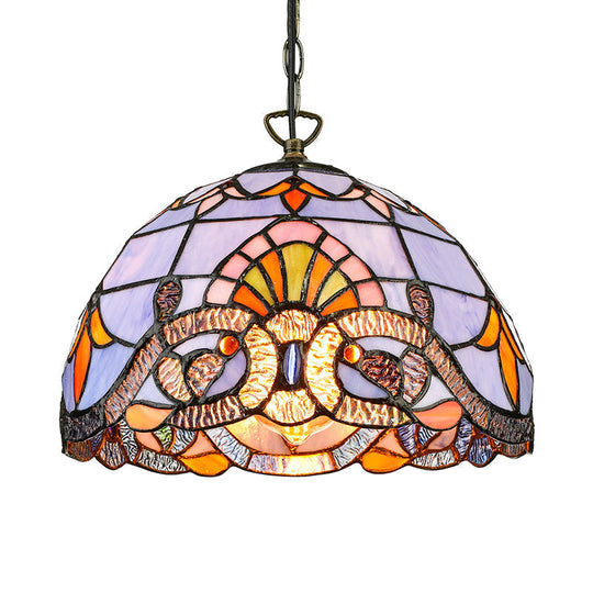 Tiffany Stained Glass Pendant Light For Kitchen Island - Sky Blue/Dark Blue