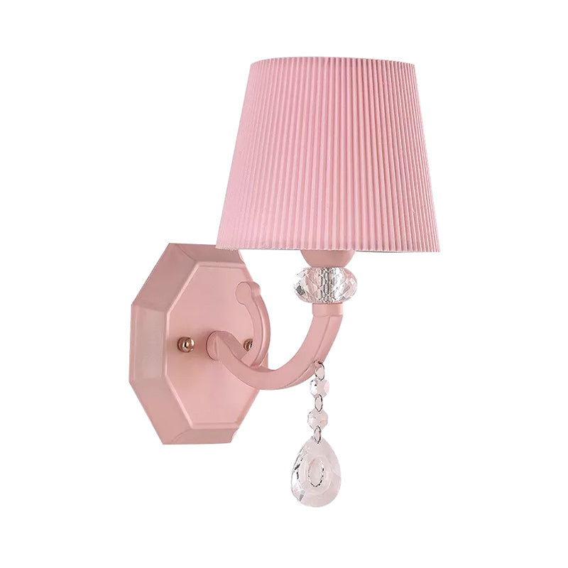 Pink Fabric And Crystal Wall Sconce For Girls Bedrooms Or Kids Rooms