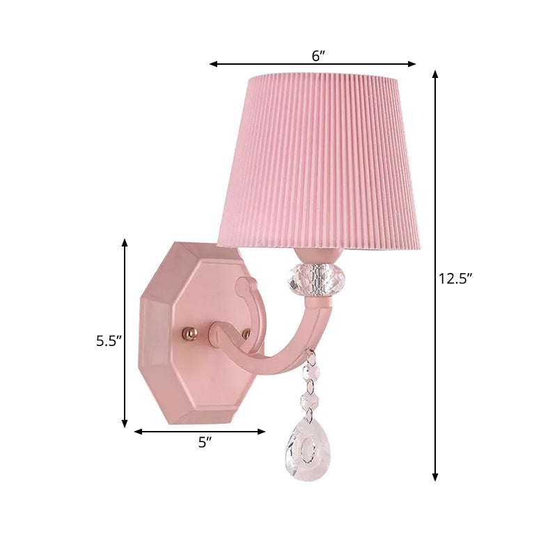 Pink Fabric And Crystal Wall Sconce For Girls Bedrooms Or Kids Rooms