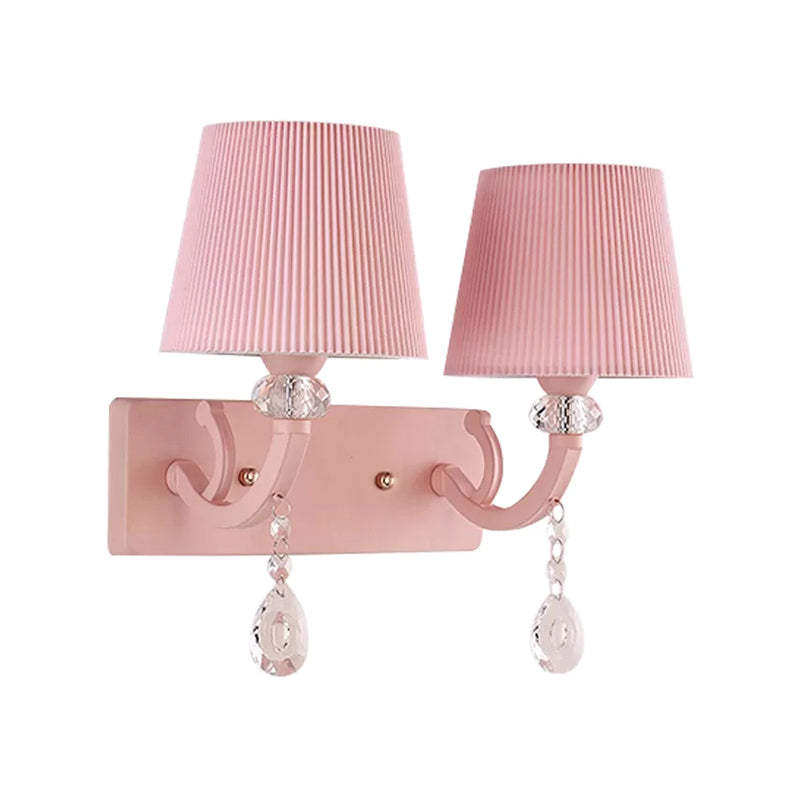 Pink Fabric And Crystal Wall Sconce For Girls Bedrooms Or Kids Rooms