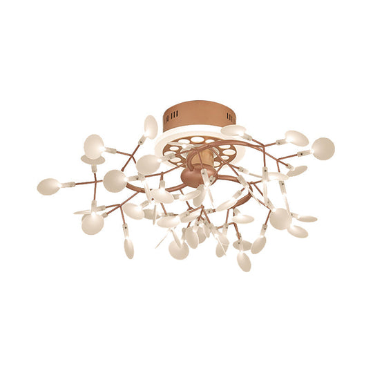 Rose Gold Metallic Branch Ceiling Lamp - Stunning Semi Flush Dining Room Light