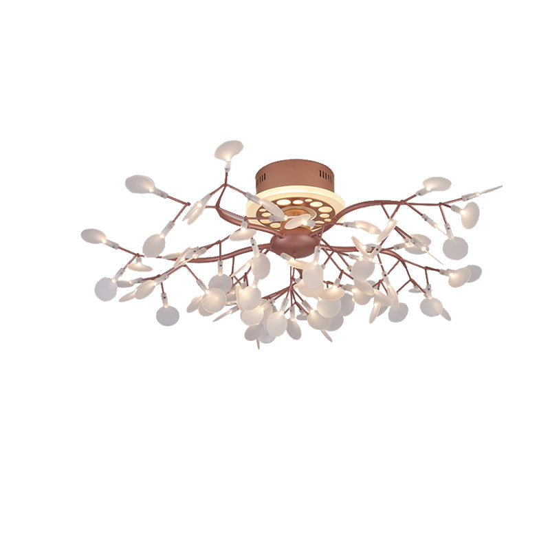 Rose Gold Metallic Branch Ceiling Lamp - Stunning Semi Flush Dining Room Light