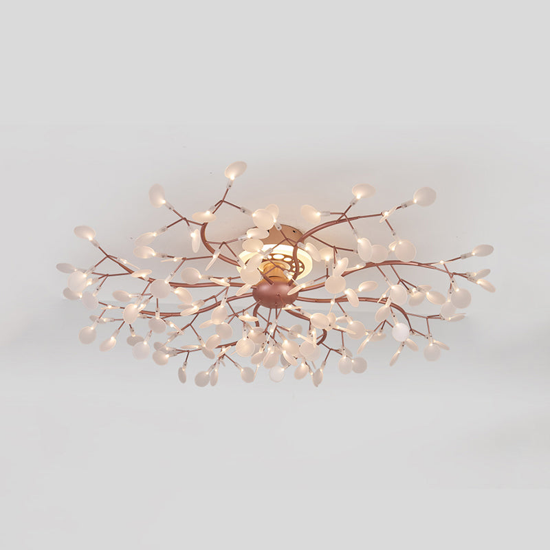 Rose Gold Metallic Branch Ceiling Lamp - Stunning Semi Flush Dining Room Light