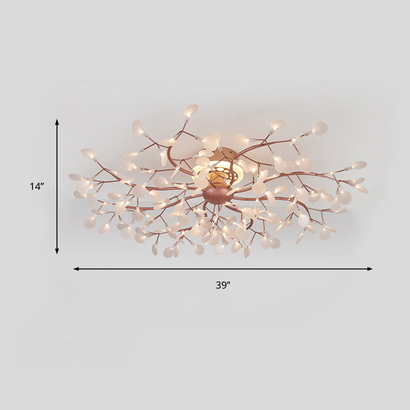 Rose Gold Metallic Branch Ceiling Lamp - Stunning Semi Flush Dining Room Ceiling Light