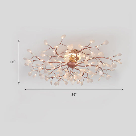 Rose Gold Metallic Branch Ceiling Lamp - Stunning Semi Flush Dining Room Light