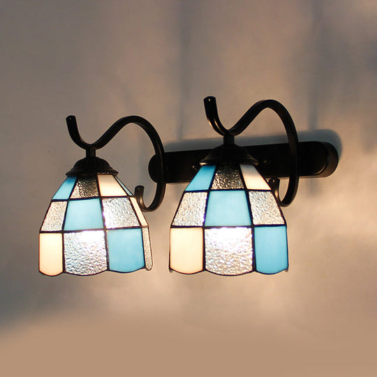 Stained Glass Tiffany Wall Sconce With 2 Light Heads In Multi-Color Options - Ideal For Bathrooms