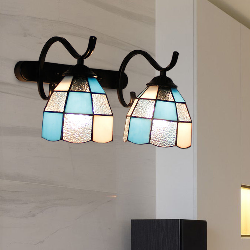 Stained Glass Tiffany Wall Sconce With 2 Light Heads In Multi-Color Options - Ideal For Bathrooms