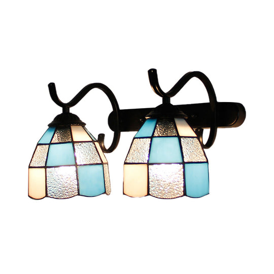 Stained Glass Tiffany Wall Sconce With 2 Light Heads In Multi-Color Options - Ideal For Bathrooms