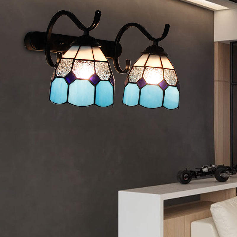 Stained Glass Tiffany Wall Sconce With 2 Light Heads In Multi-Color Options - Ideal For Bathrooms