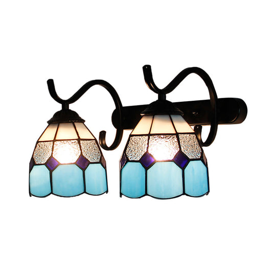 Stained Glass Tiffany Wall Sconce With 2 Light Heads In Multi-Color Options - Ideal For Bathrooms