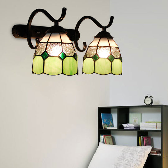 Stained Glass Tiffany Wall Sconce With 2 Light Heads In Multi-Color Options - Ideal For Bathrooms