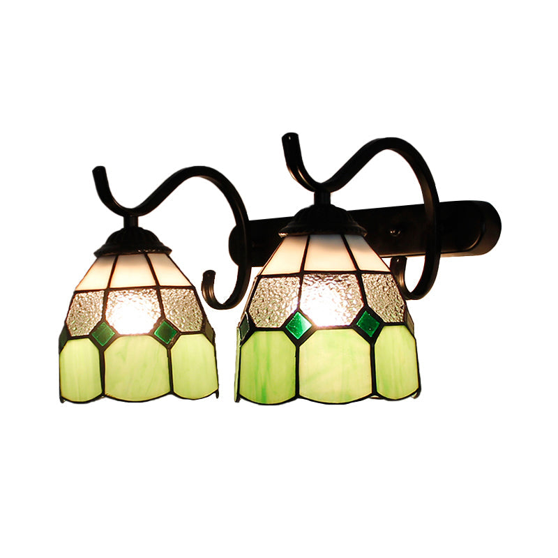 Stained Glass Tiffany Wall Sconce With 2 Light Heads In Multi-Color Options - Ideal For Bathrooms