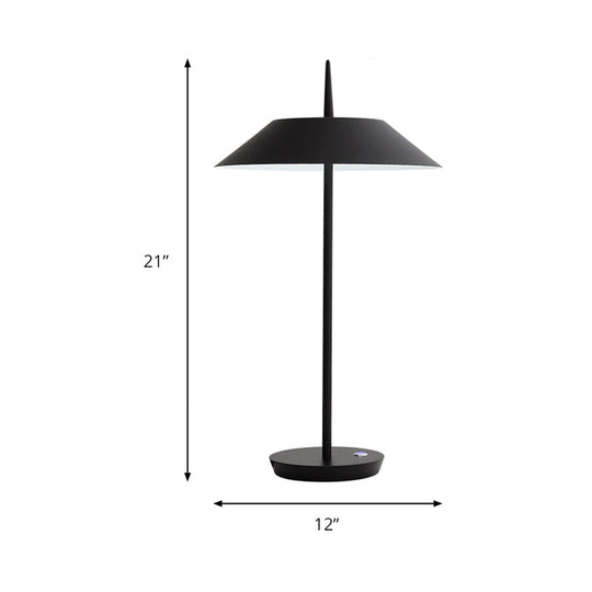 Contemporary Metal Led Cone Table Lamp - Black/White/Gold Ideal For Living Room