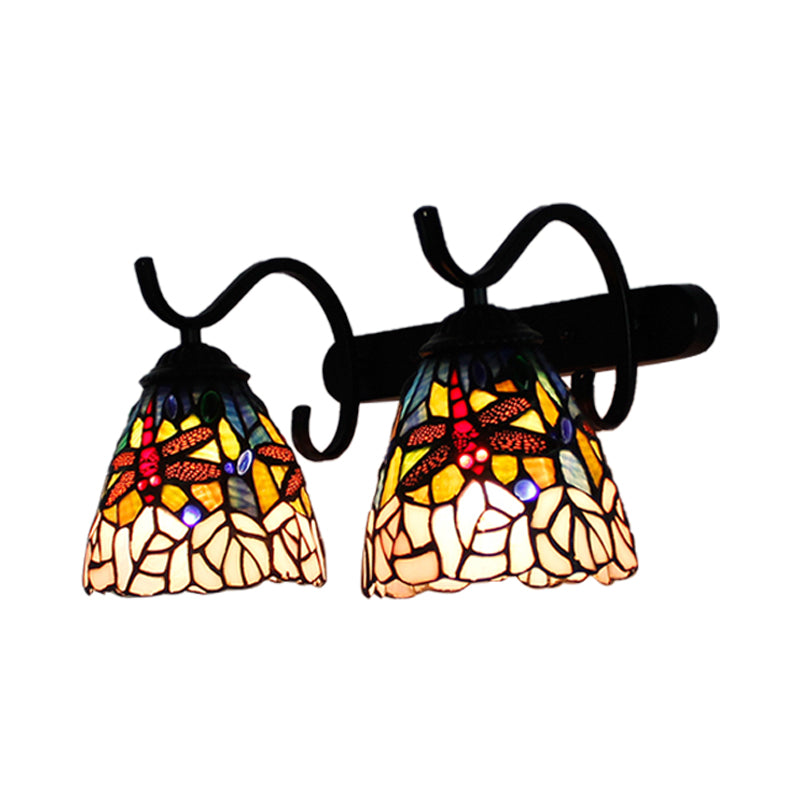 Dragonfly Wall Lighting Stained Glass Double Sconce Light - Country Style In Black
Or
Stained Black