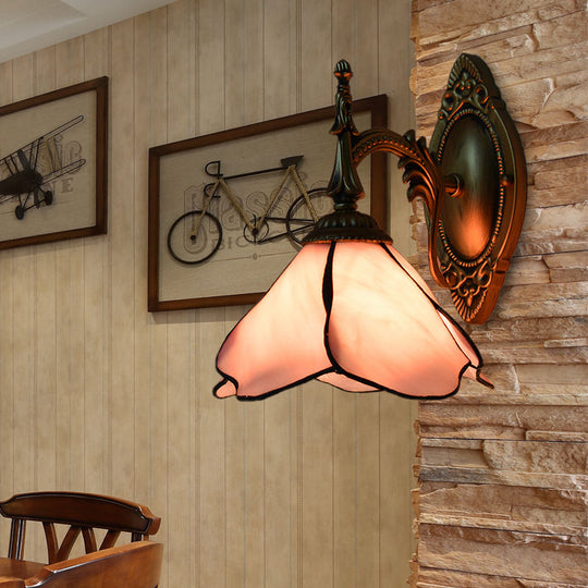 Stained Glass Pink Flower Wall Sconce Lamp - Beautifully Designed For Bedroom Lighting