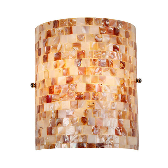 Rustic Loft 1 Bulb Shell Wall Sconce Light In Beige - Perfect For Living Room