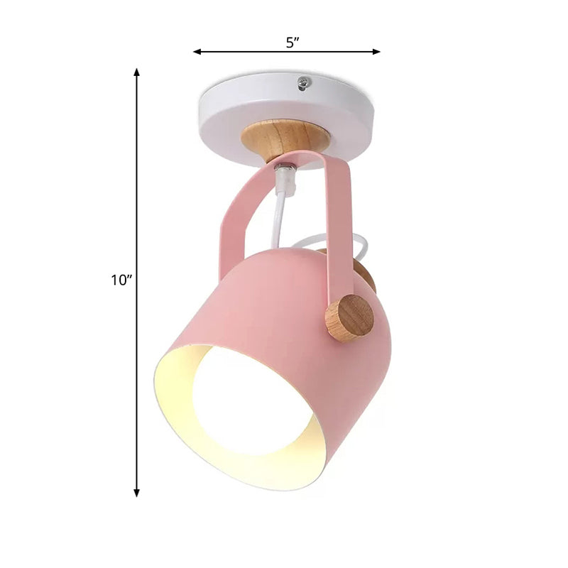 Rotatable Corridor Cup Ceiling Light - Metal With Macaron Loft Candy Colored Finish Single Bulb