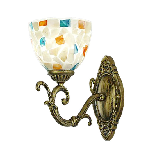 Tiffany Style Shell Wall Light With Aged Brass Finish