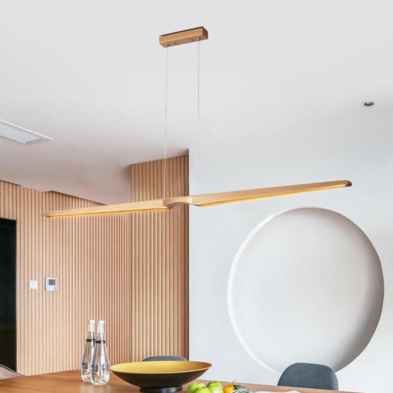 Minimalist Linear Wooden Pendant Led Light Fixture For Office Ceiling