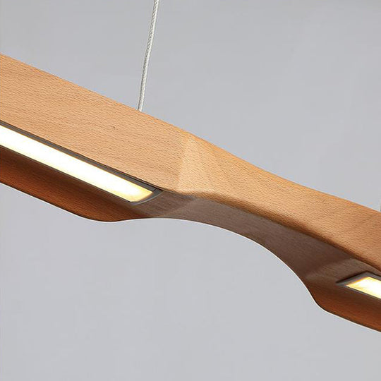 Minimalist Linear Wooden Pendant Led Light Fixture For Office Ceiling