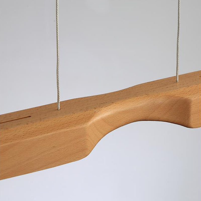 Minimalist Linear Wooden Pendant Led Light Fixture For Office Ceiling