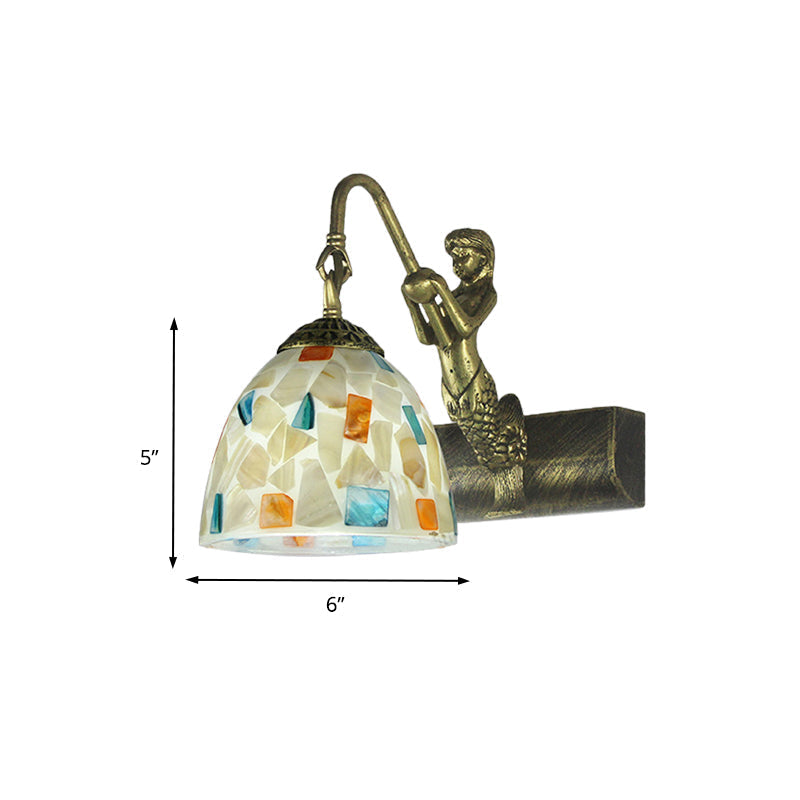 Tiffany Shell Bowl Wall Sconce With Mermaid Backplate