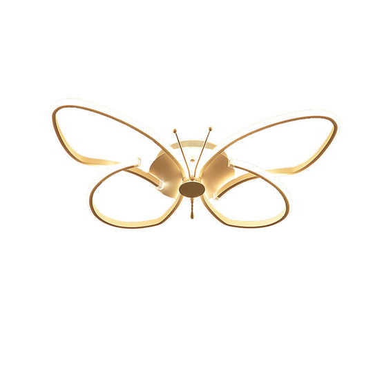 White Acrylic Butterfly Ceiling Light for Nursing Room - Contemporary Flush Mount