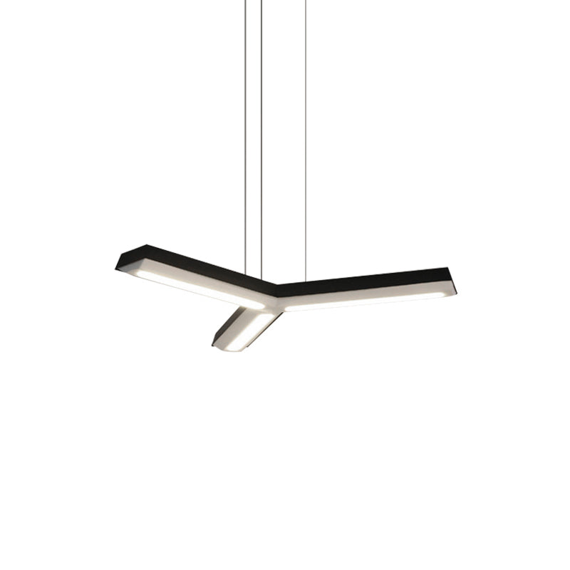 Modern Y-Shape Black Metal Pendant Lamp with LED Ceiling Light for Office