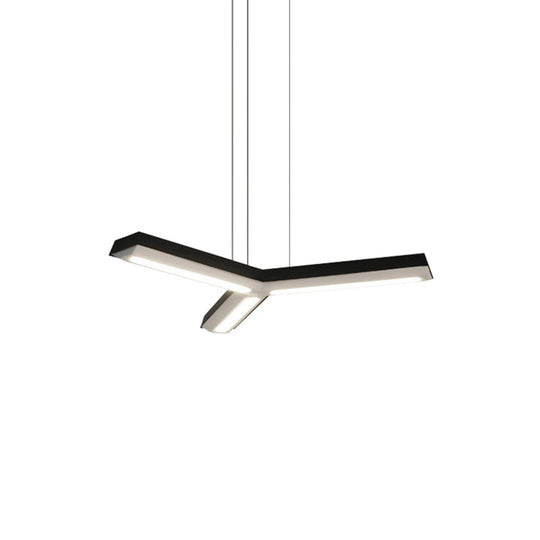 Modern Y-Shape Black Metal Pendant Lamp with LED Ceiling Light for Office