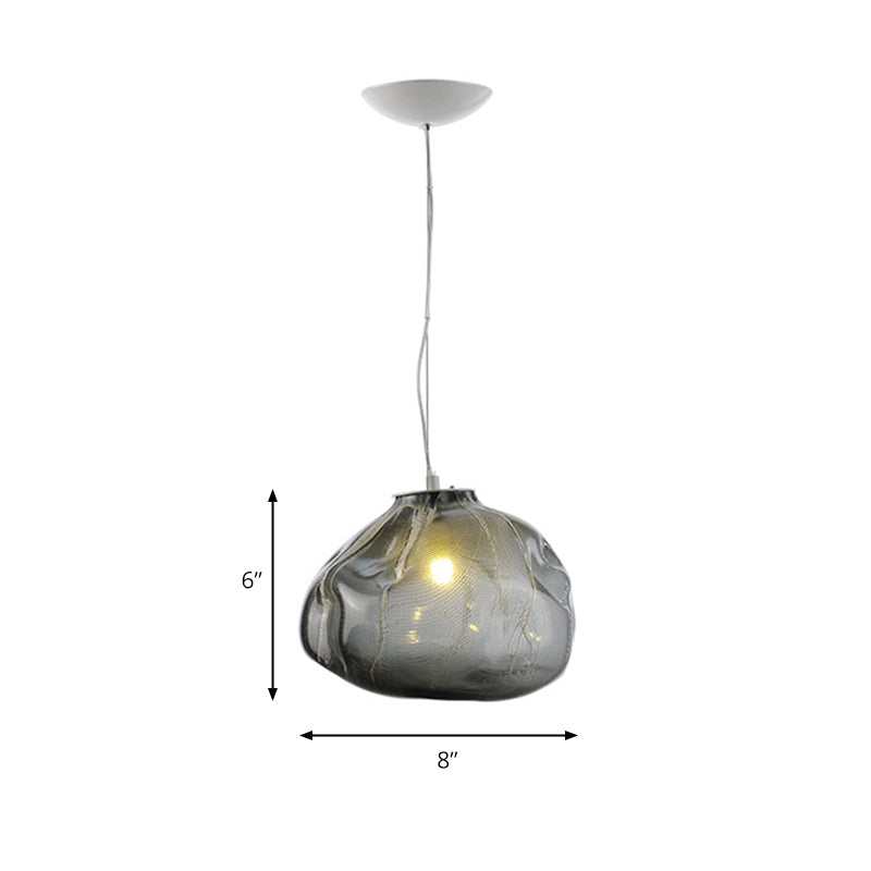 Cloud Shaped Hand-Blown Glass Pendant Light - Clear/Smoke Gray 8/12 Contemporary Design 1 Bulb