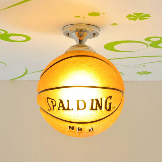 Boys Basketball Ceiling Mount Light - Sport Style Glass Ceiling Lamp for Bedroom