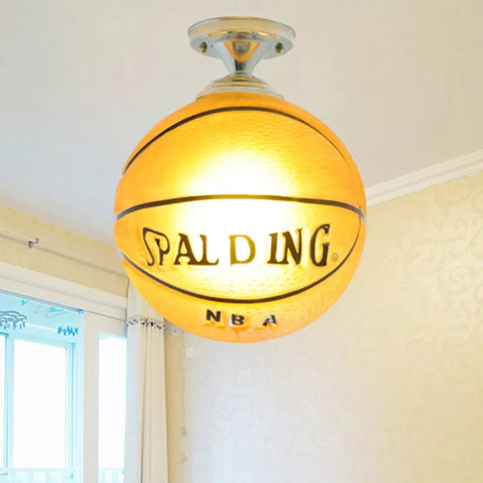 Boys Basketball Ceiling Mount Light - Sport Style Glass Ceiling Lamp for Bedroom