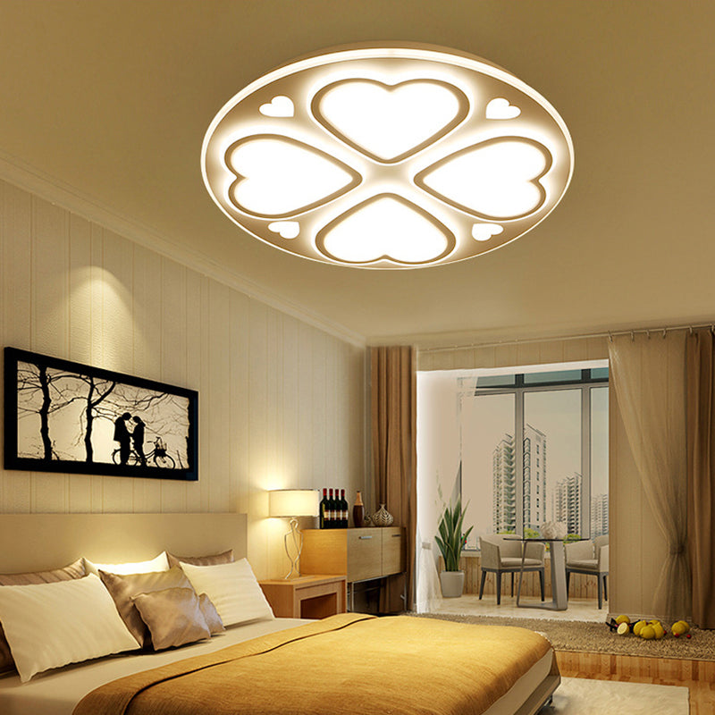 Modern Acrylic Heart Petal Ceiling Light - Stylish Flush Mount In White For Bathroom