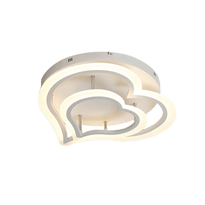 Romantic Heart Ceiling Light In Acrylic White Finish - Ideal For Child Bedroom