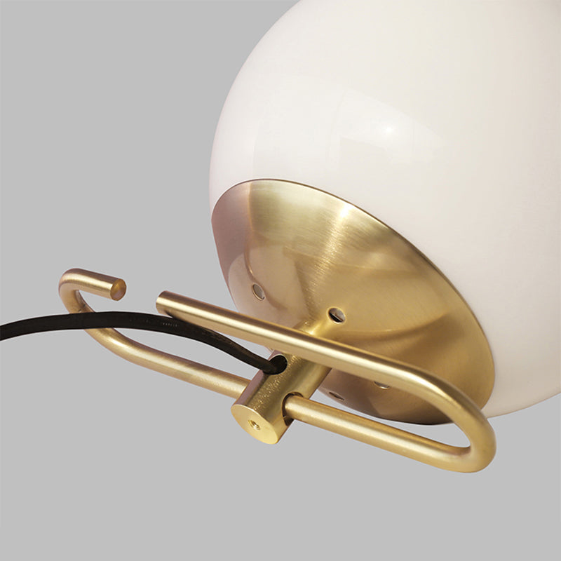 Contemporary Milky Glass Orbit Table Light With Metal Base - Perfect Bedside Wall Lamp