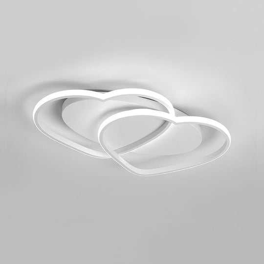 Loving Heart Acrylic Flushmount Ceiling Light For White Bedroom / 19.5