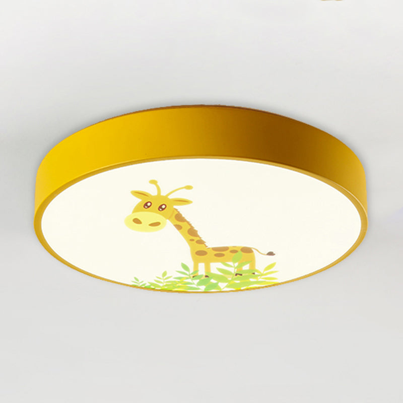 Adorable Giraffe-Themed Yellow Led Ceiling Mount Light For Baby Bedroom