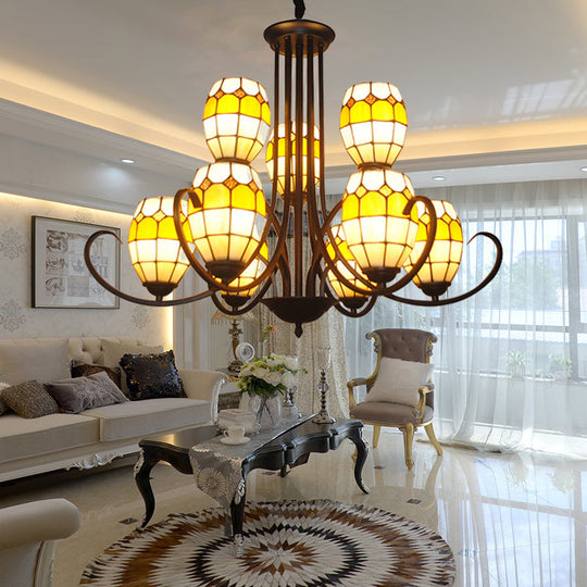 Tiffany Style Stained Glass Multi Light Pendant Chandelier for Living Room