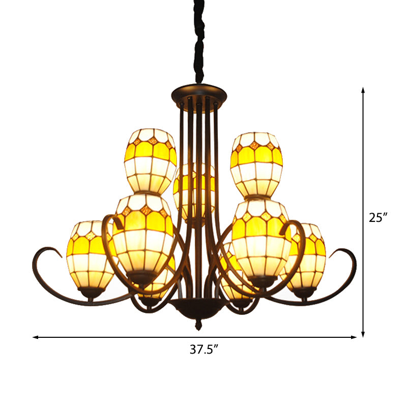 Tiffany Style Stained Glass Multi Light Pendant Chandelier for Living Room