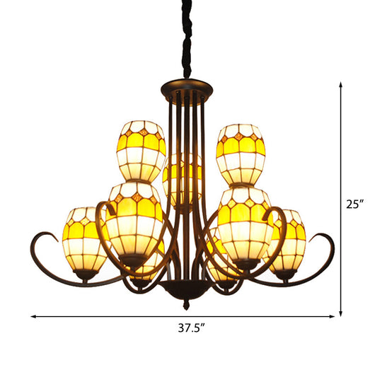 Tiffany Style Stained Glass Multi Light Pendant Chandelier for Living Room