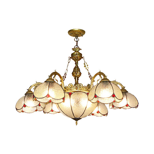 Rustic Floral Chandelier With 6 Dimpled Clear Glass Pendant Lights For Hallway