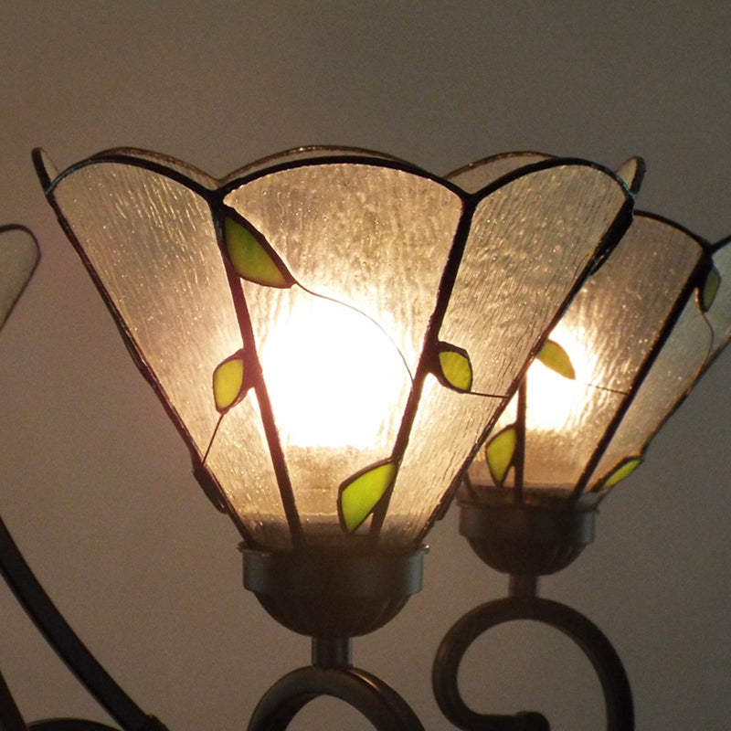 Rustic Black Leaf Pendant Light With Clear Glass And 5 Dimpled Lights