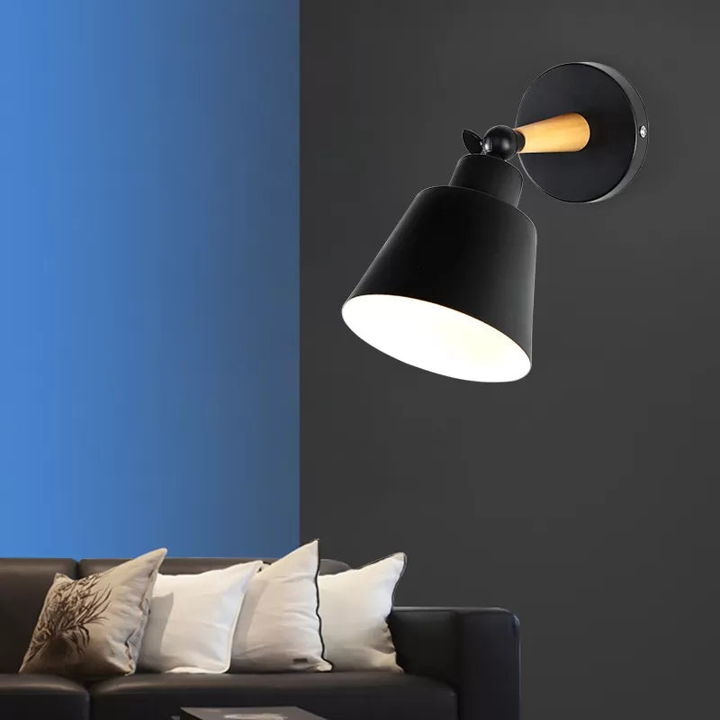 Modern Metal Rotatable Wall Sconce: One-Light Bucket Light For Dining Room