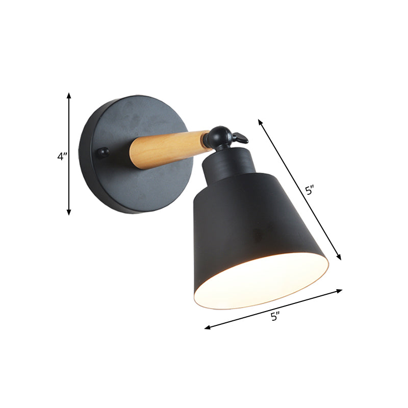 Modern Metal Rotatable Wall Sconce: One-Light Bucket Light For Dining Room