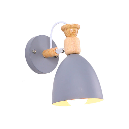 Rotatable Nordic Dome Wall Light For Kindergarten - Stylish Metal Sconce With Undertint And One Bulb